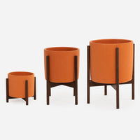 Ceramic Orange Wood Stand