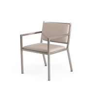 Case Study® Furniture アーム付きステンレス ダイニングチェア - 布張り