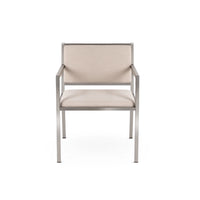 Case Study® Furniture アーム付きステンレス ダイニングチェア - 布張り