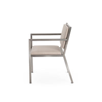 Case Study® Furniture アーム付きステンレス ダイニングチェア - 布張り