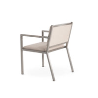Case Study® Furniture アーム付きステンレス ダイニングチェア - 布張り