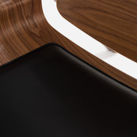 Walnut Veneer - Black Leather
