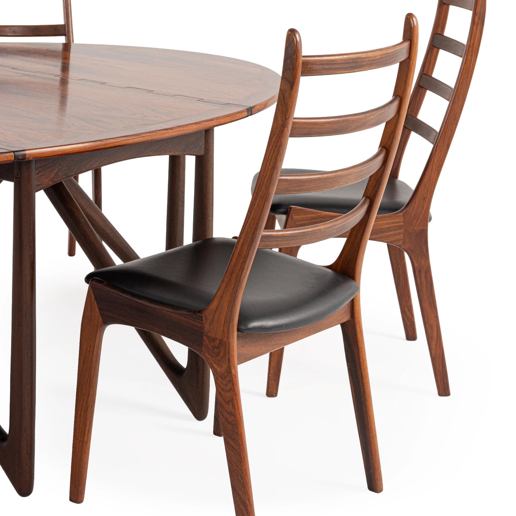 Niels Koefoed Rosewood Drop-Leaf Table & Henning Kjaernulf Rosewood Dining Chairs