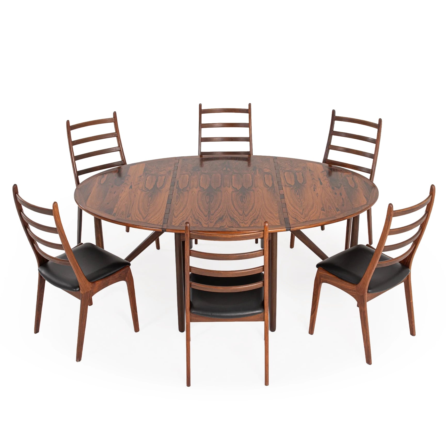 Niels Koefoed Rosewood Drop-Leaf Table & Henning Kjaernulf Rosewood Dining Chairs