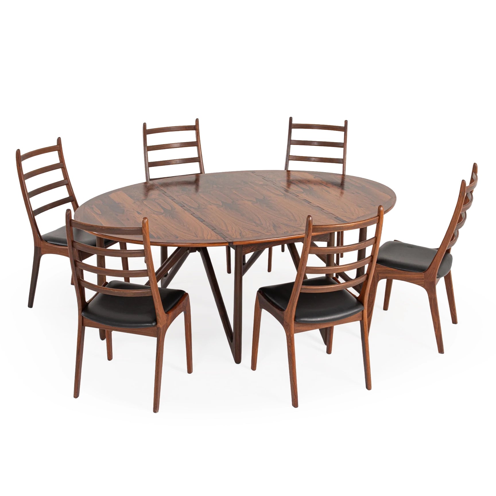 Niels Koefoed Rosewood Drop-Leaf Table & Henning Kjaernulf Rosewood Dining Chairs