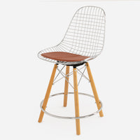 Vinyl: Classic Persimmon Dowel Counter Swivel - Maple - Chrome Wire