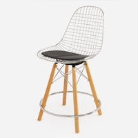 Vinyl: Classic Black Dowel Counter Swivel - Maple - Chrome Wire