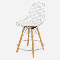 Vinyl: Classic White Dowel Counter Swivel - Maple - Chrome Wire