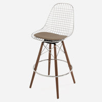 Vinyl: Classic Papyrus Dowel Bar Swivel - Walnut - Chrome Wire