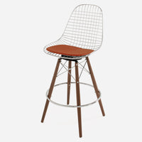 Vinyl: Classic Persimmon Dowel Bar Swivel - Walnut - Chrome Wire