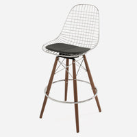 Vinyl: Classic Sage Dowel Bar Swivel - Walnut - Chrome Wire