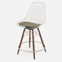 Vinyl: Classic Sage Dowel Counter Swivel - Walnut - Chrome Wire