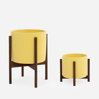 Ceramic Yellow Wood Stand