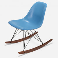 Walnut Rocker - Black Wire Baby Blue
